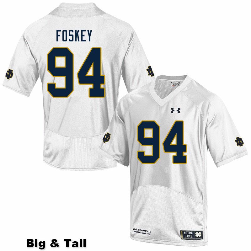 Men's NCAA Notre Dame Fighting Irish #94 Isaiah Foskey Stitched College Under Armour Authentic White Big & Tall Football Jersey WJ10T52FB